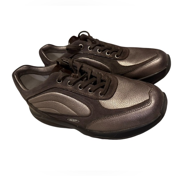 MBT Maliza Brown Leather Metallic Rocker Toning Comfort SZ 8 sneaker shoe - Picture 1 of 11